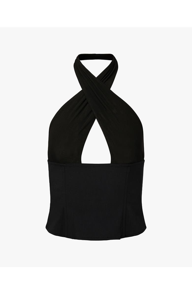 WeWoreWhat Cross Halter Corset Top, Alternate, color, Black