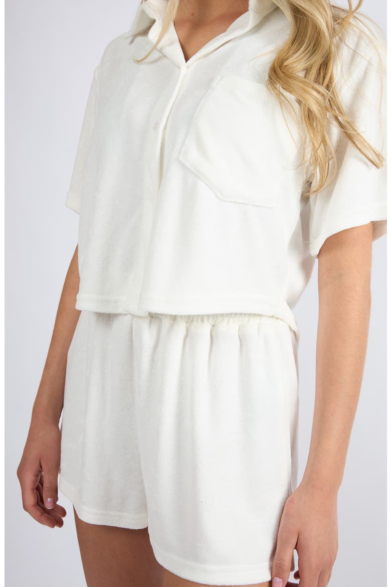 The Terry Button-Up Shirt, Alternate, color, WHITE