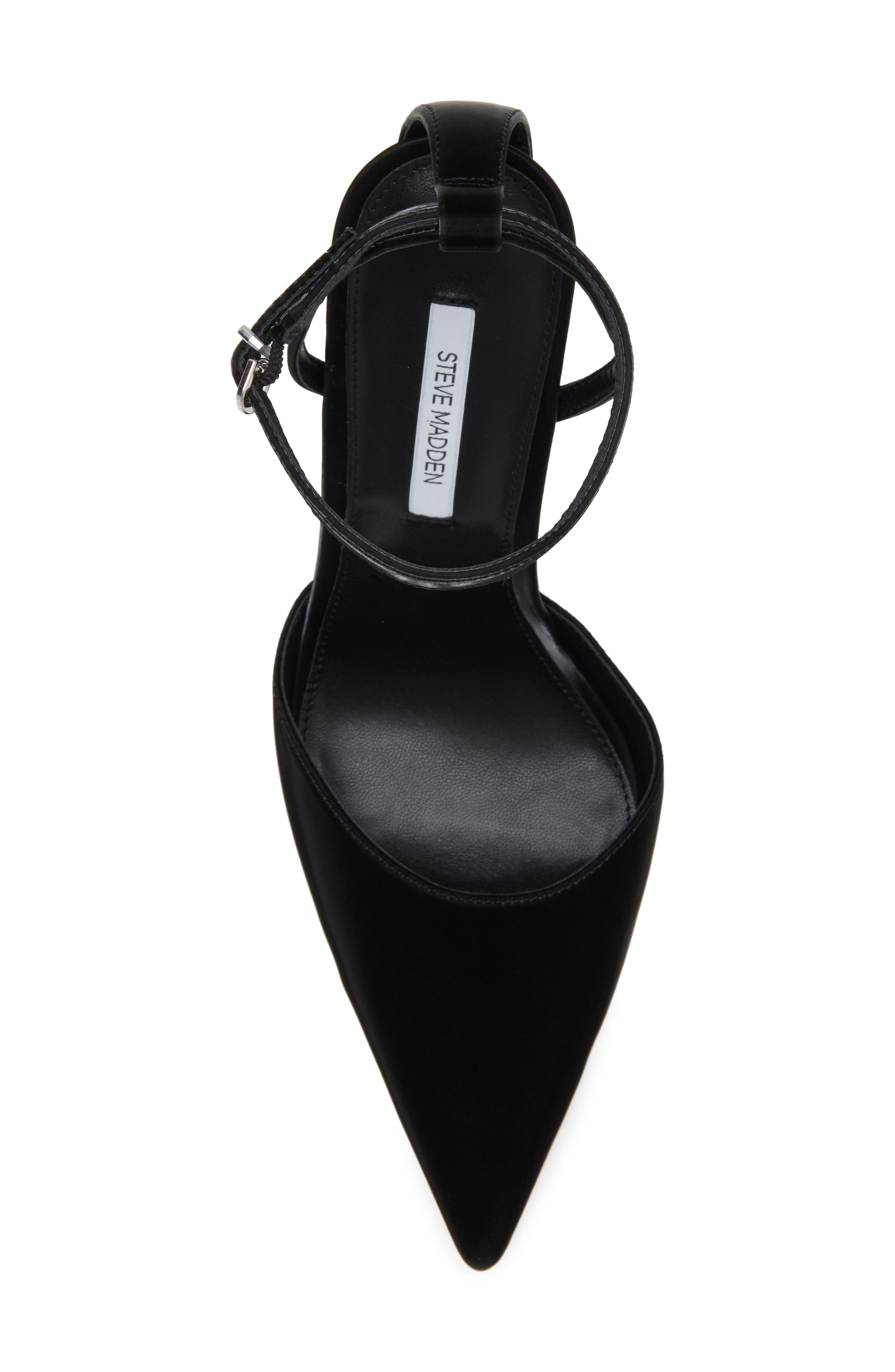 Morrie Pointed Toe Ankle Strap Pump, Alternate, color, BLACK TECHNO SATIN
