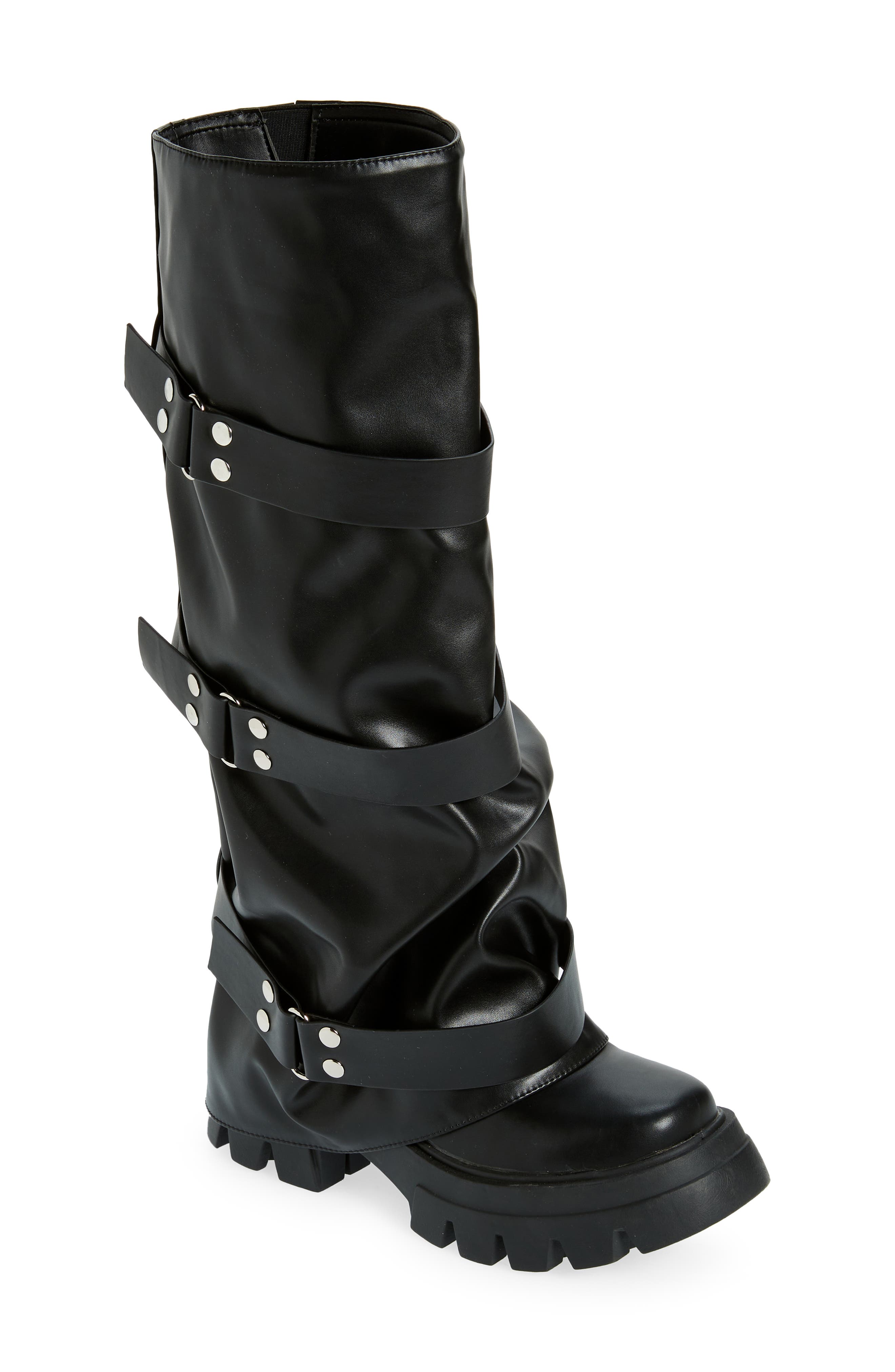 AZALEA WANG Charna Lug Sole Knee High Boot, Main, color, 