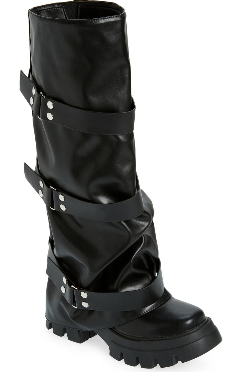 AZALEA WANG Charna Lug Sole Knee High Boot, Main, color,