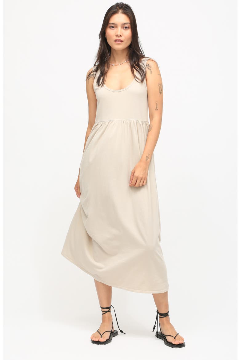 Isabel Cotton Jersey Midi Dress, Alternate, color, STONE