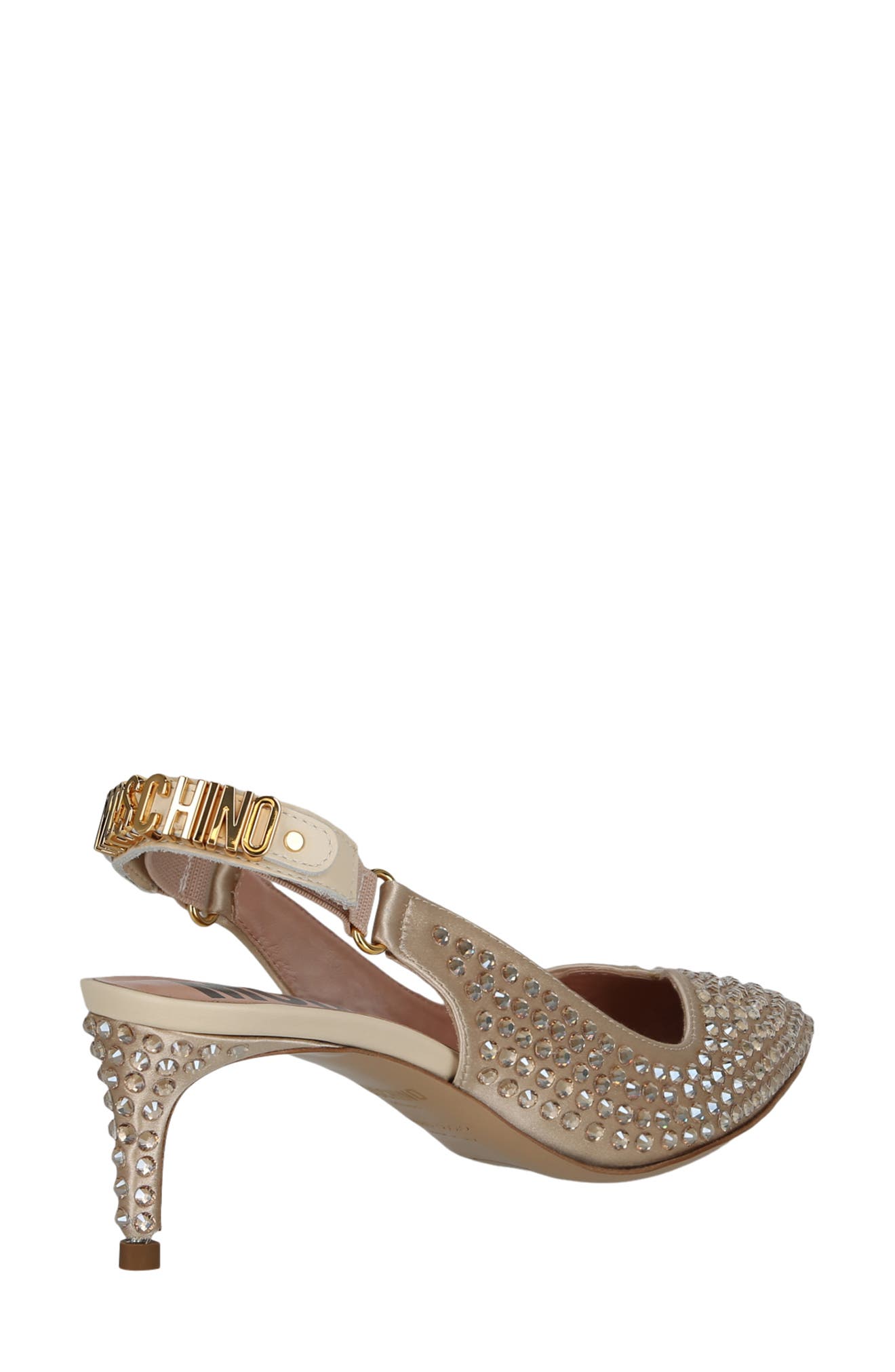 Moschino Crystal Embellished Slingback Pump, Alternate, color, Cream