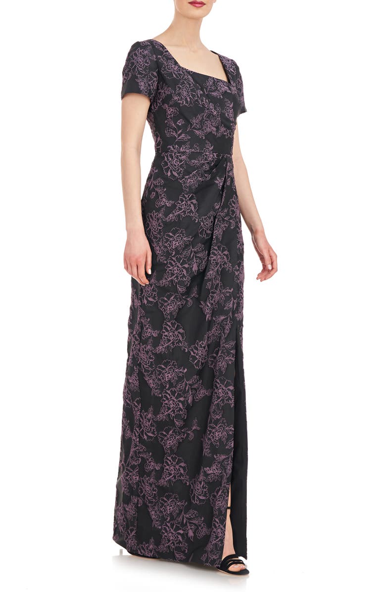 Kay Unger Rosalyn Floral Short Sleeve Column Gown, Alternate, color,