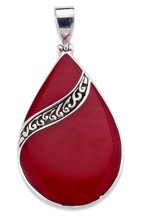 Pear Cut Coral Pendant