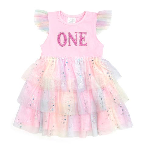 First Birthday Girl Fairy Dust Short Sleeve Tutu Dress (Baby)