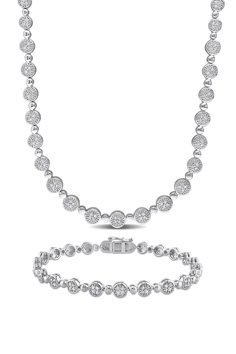 Diamond Tennis Necklace & Bracelet Set - 1.5ct., Main, color, WHITE