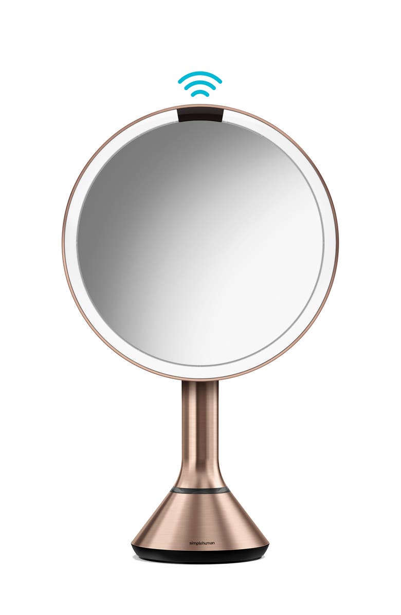 simplehuman 8-Inch Sensor Rechargeable Tabletop Mirror, Main, color, Rose Gold