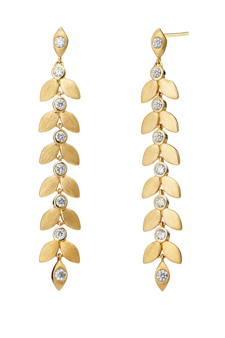Cerez Petal Drop Earings, Main, color, Satin Gold