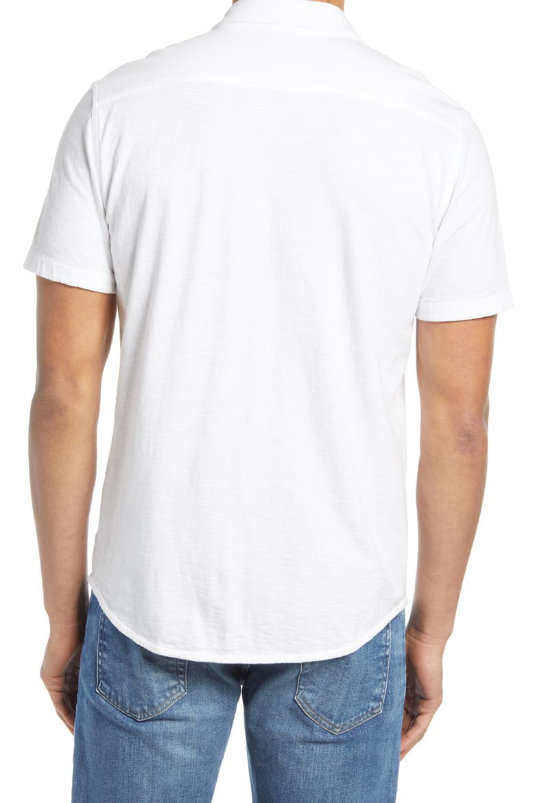 Seasons Regular Fit Knit Short Sleeve Button-Up Shirt, Alternate, color, WHITE