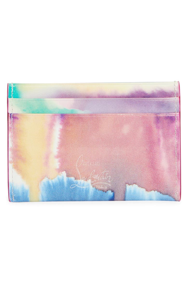 Bettina Tie Dye Patent Leather Card Holder, Alternate, color, GOLD/ MULTICOLORED