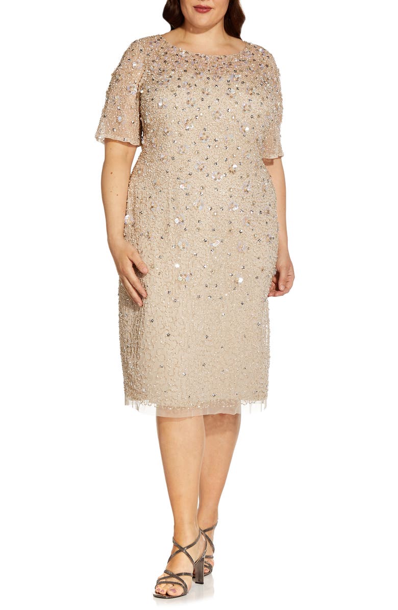 Adrianna Papell Beaded Cocktail Dress, Main, color, 