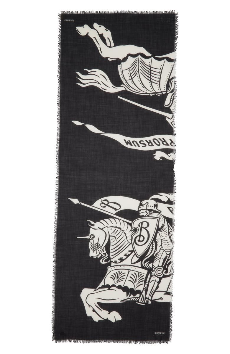 Burberry Large EKD Wool Scarf, Main, color, Black/ Calico