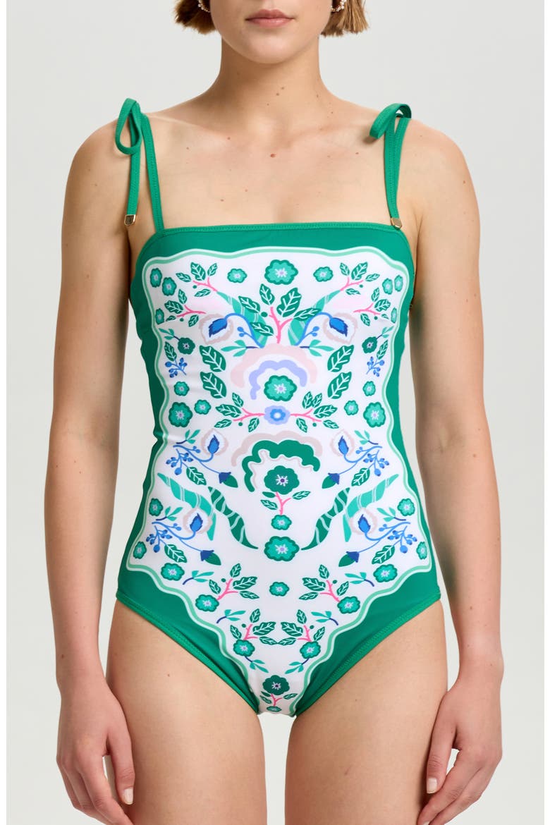 Botanic Reversible One-Piece Swimsuit, Main, color, Green