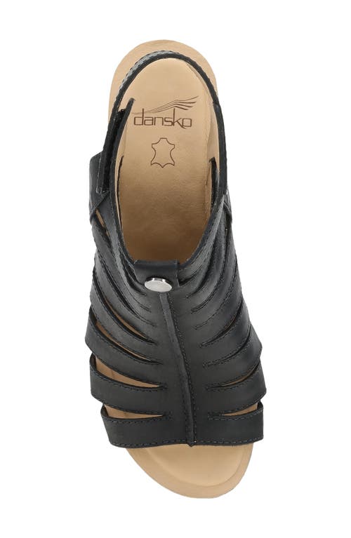 Dansko Adie Ankle Strap Platform Wedge Sandal In Black Calf