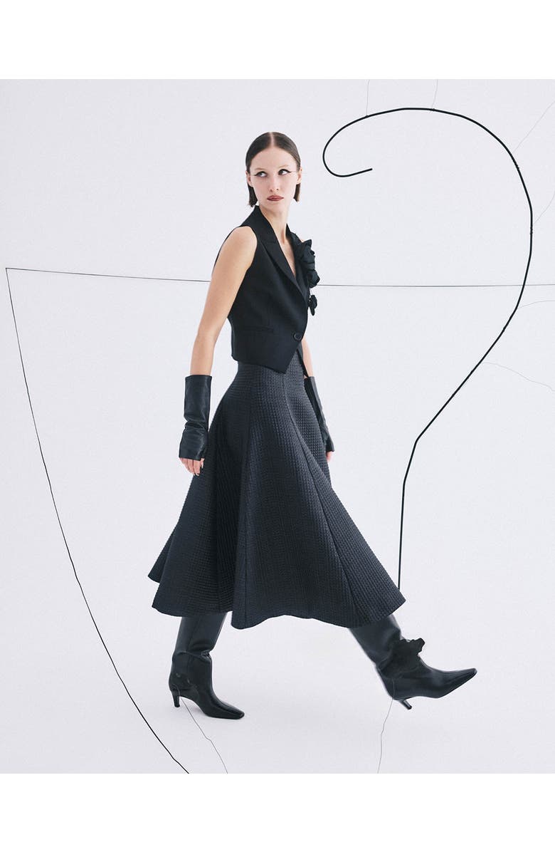 THEO The Label Cleo Jacquard Fluted Midi Skirt, Alternate, color,