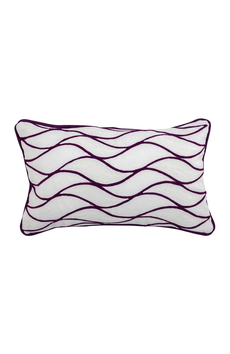 DIVINE HOME Embroidered Curves Outdoor Pillow - 12" x 20" - Green, Main, color, Purple