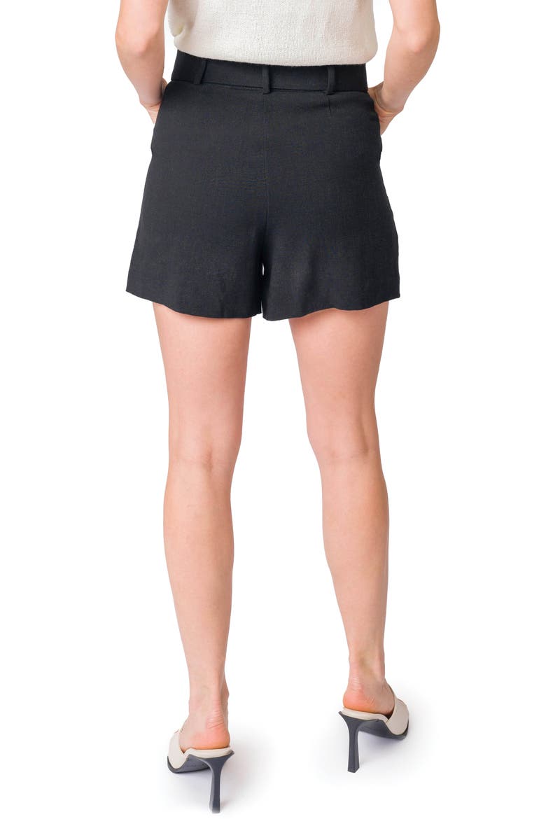 Belted High Waist Shorts, Alternate, color, BLACK