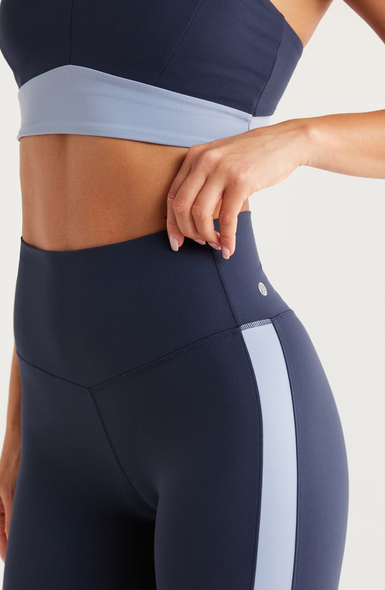 Zella Studio Luxe Colorblock High Waist 7/8 Leggings, Alternate, color, Navy Sapphire - Blue