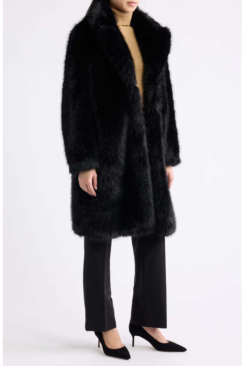 Faux Fur Coat, Alternate, color, ANNE BLACK