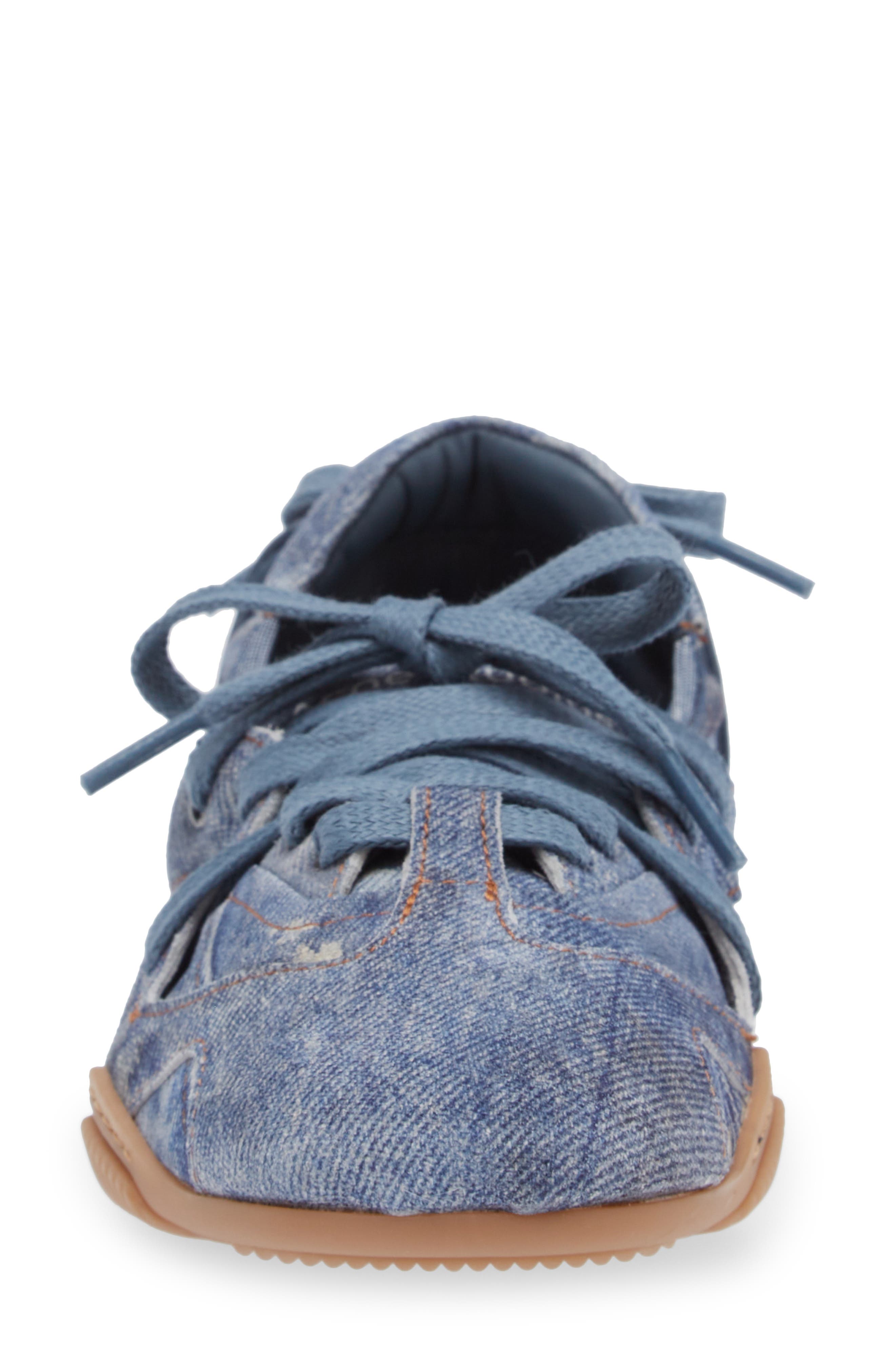 Acne Studios Bilaria Denim Effect Leather Low Top Sneaker, Alternate, color, Light Blue