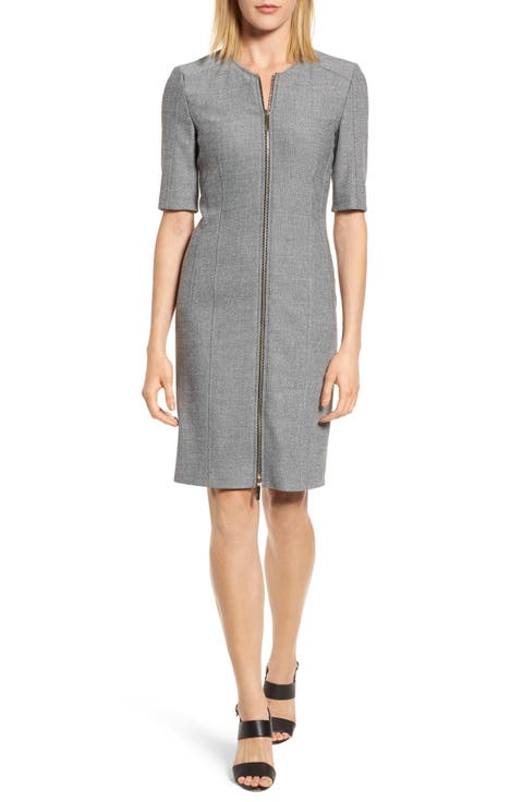 Demirana Zip Front Sheath Dress