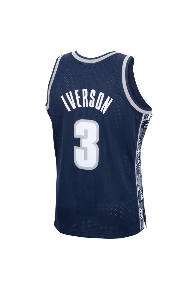 Men's Mitchell & Ness Allen Iverson Navy Georgetown Hoyas 1995/96 Swingman Replica Jersey, Alternate, color, Navy
