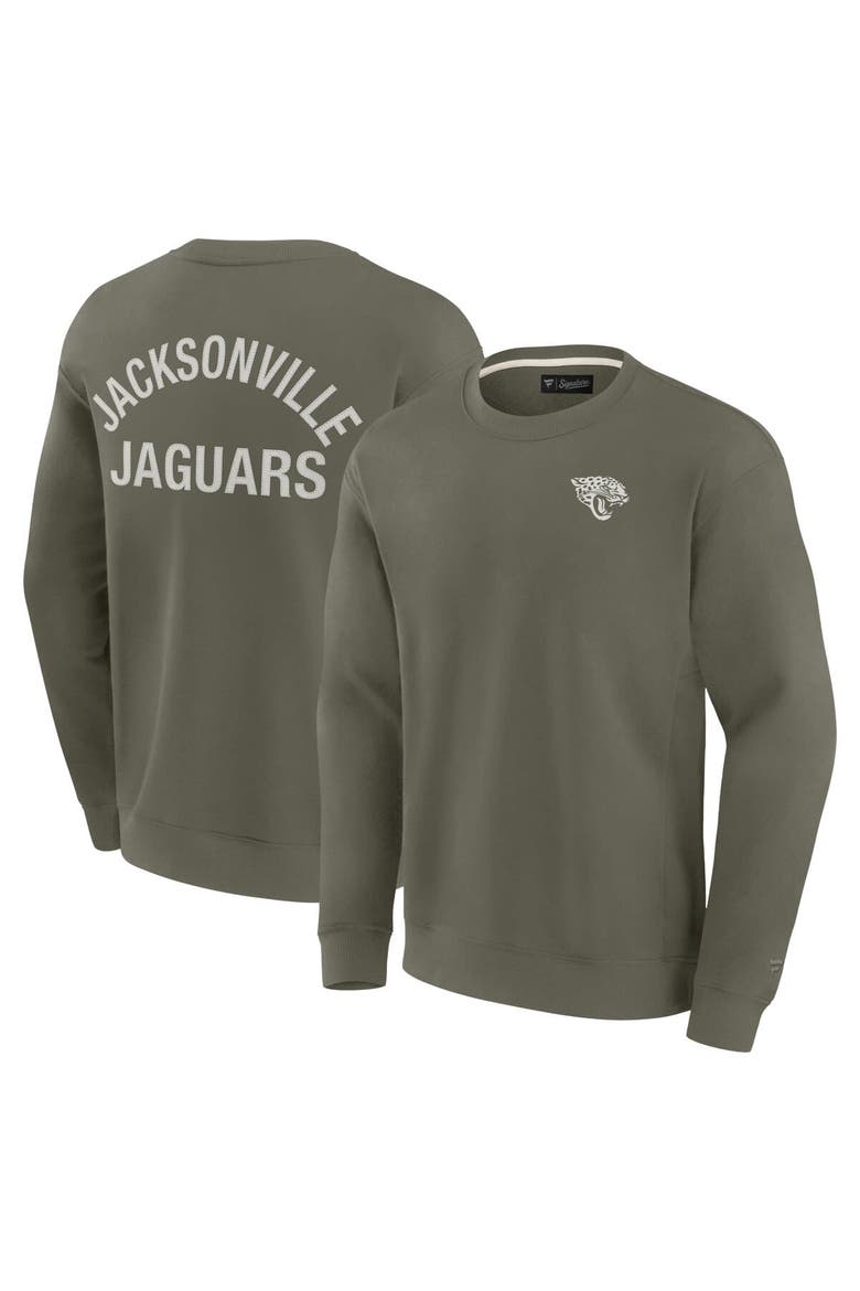 Unisex Fanatics Signature Olive Jacksonville Jaguars Super Soft Pullover Crew Sweatshirt, Main, color, Olive