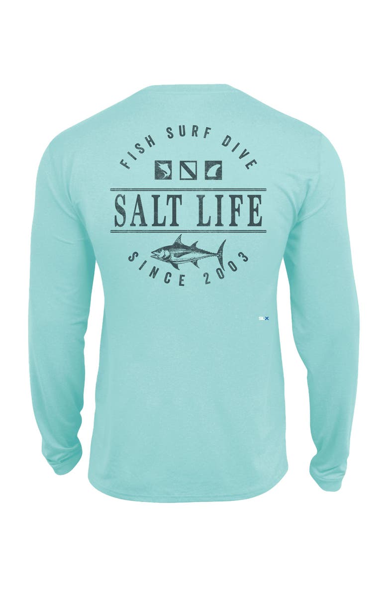 Salt Life Sea To Sea Long Sleeve Performance Tee, Alternate, color, Lt Aruba Heather