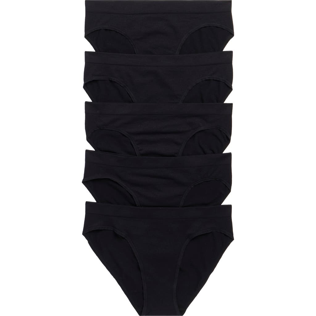 Nordstrom Rack Everyday Assorted 5-pack Bikinis In Black