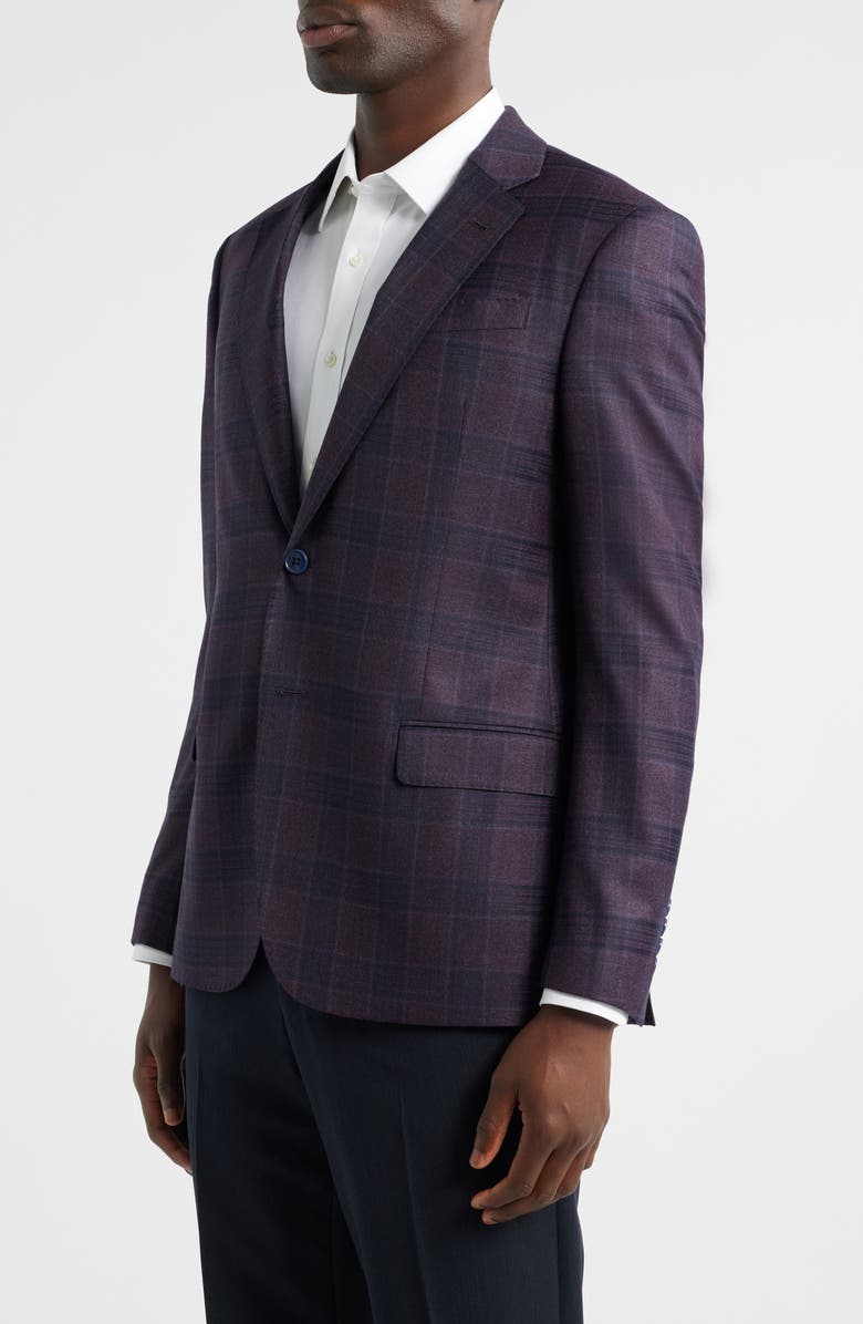 Emporio Armani G-Line Purple Check Wool Sport Coat, Alternate, color, Plum
