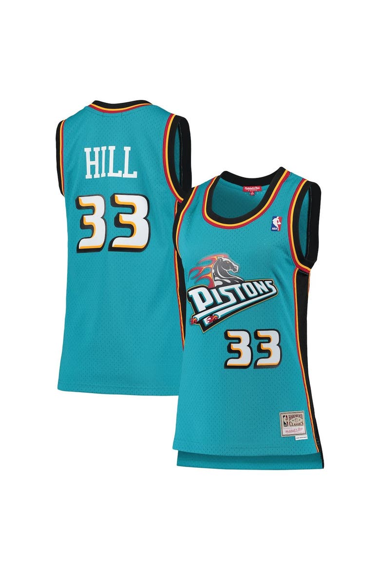 Women's Mitchell & Ness Grant Hill Teal Detroit Pistons 1998/99 Hardwood Classics Swingman Jersey, Main, color, Teal