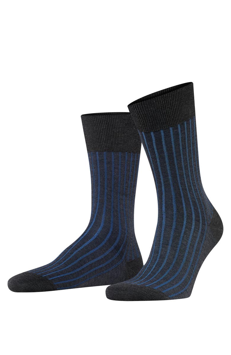 Falke Shadow Striped Dress Socks, Main, color, Anthracite Melange
