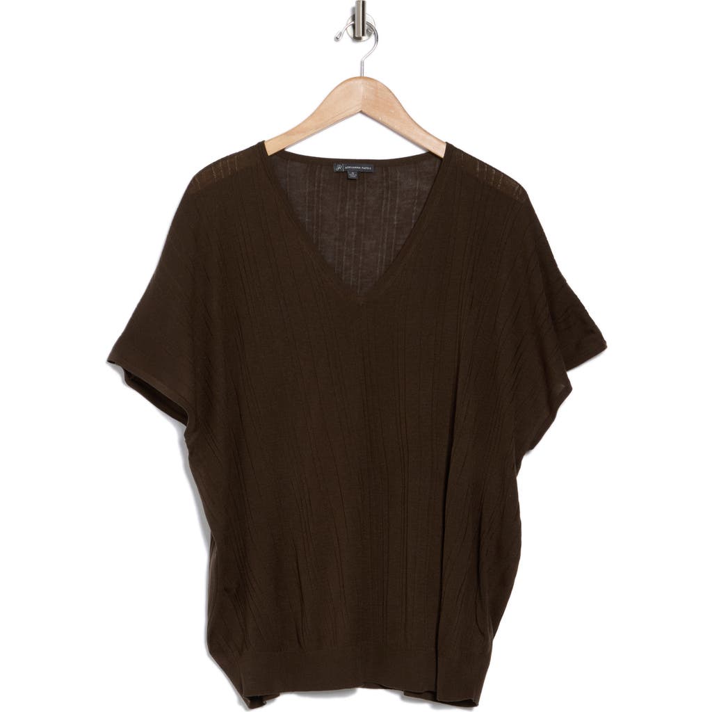 ADRIANNA PAPELL ADRIANNA PAPELL SHORT SLEEVE RIBBED SWEATER