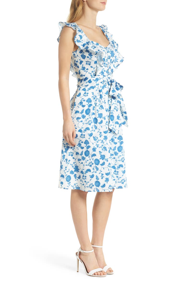 Olivia Floral Wallpaper Print Fit & Flare Dress, Alternate, color, CLOUD/ BLUE