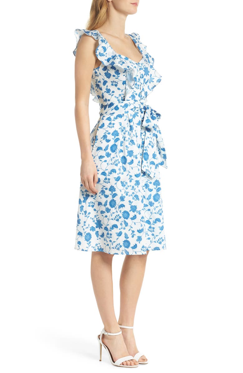 Gal Meets Glam Collection Olivia Floral Wallpaper Print Fit & Flare Dress, Alternate, color, 