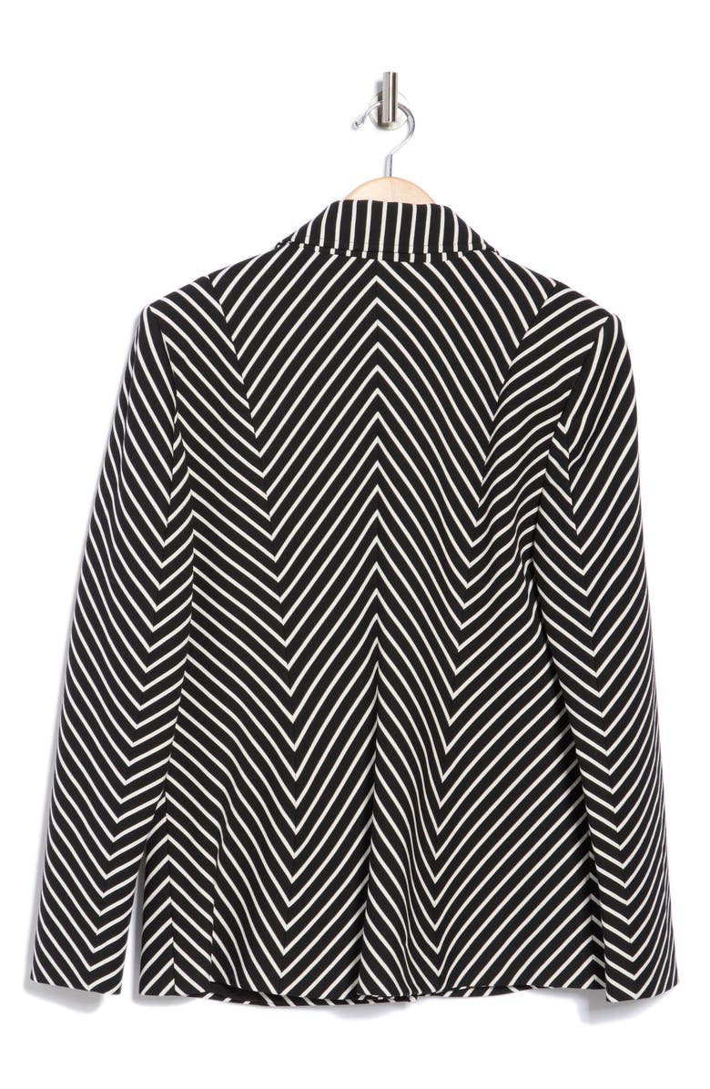 Elie Tahari Stripe Peak Lapel Cotton & Linen Blend Blazer, Alternate, color, Noir And White Stripe