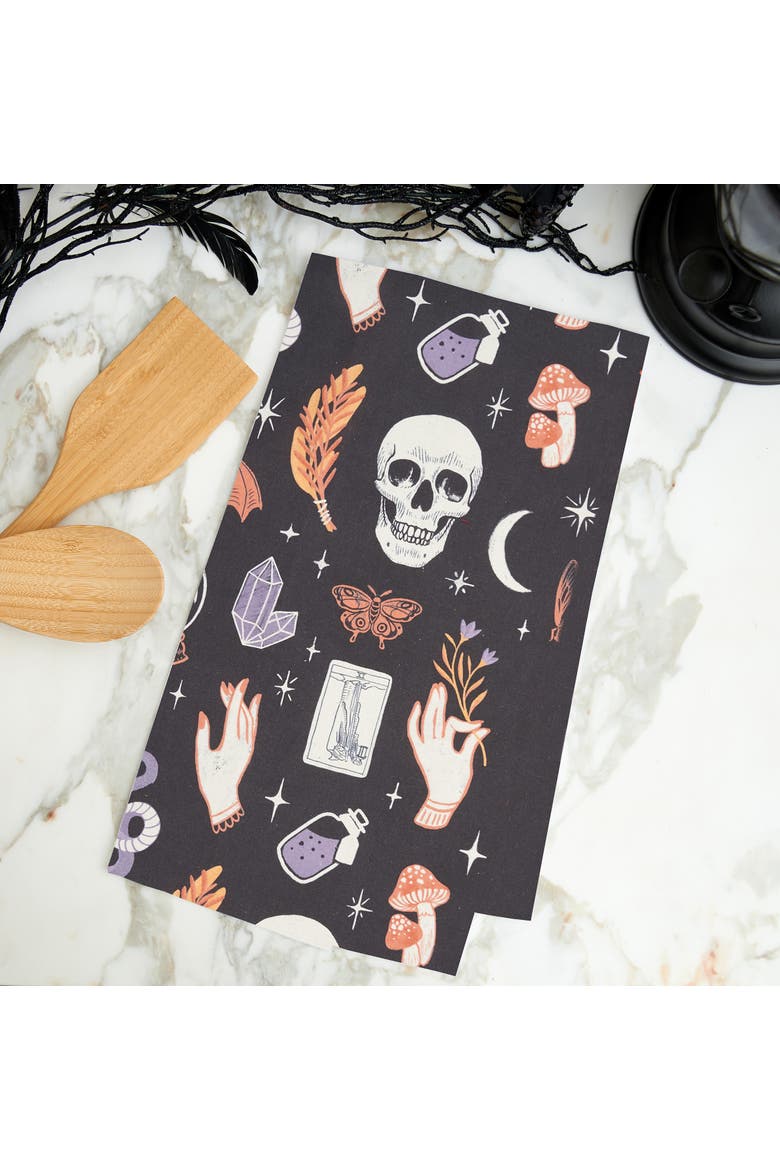 Spooky Magic Halloween Kitchen Towel, Alternate, color, Orange