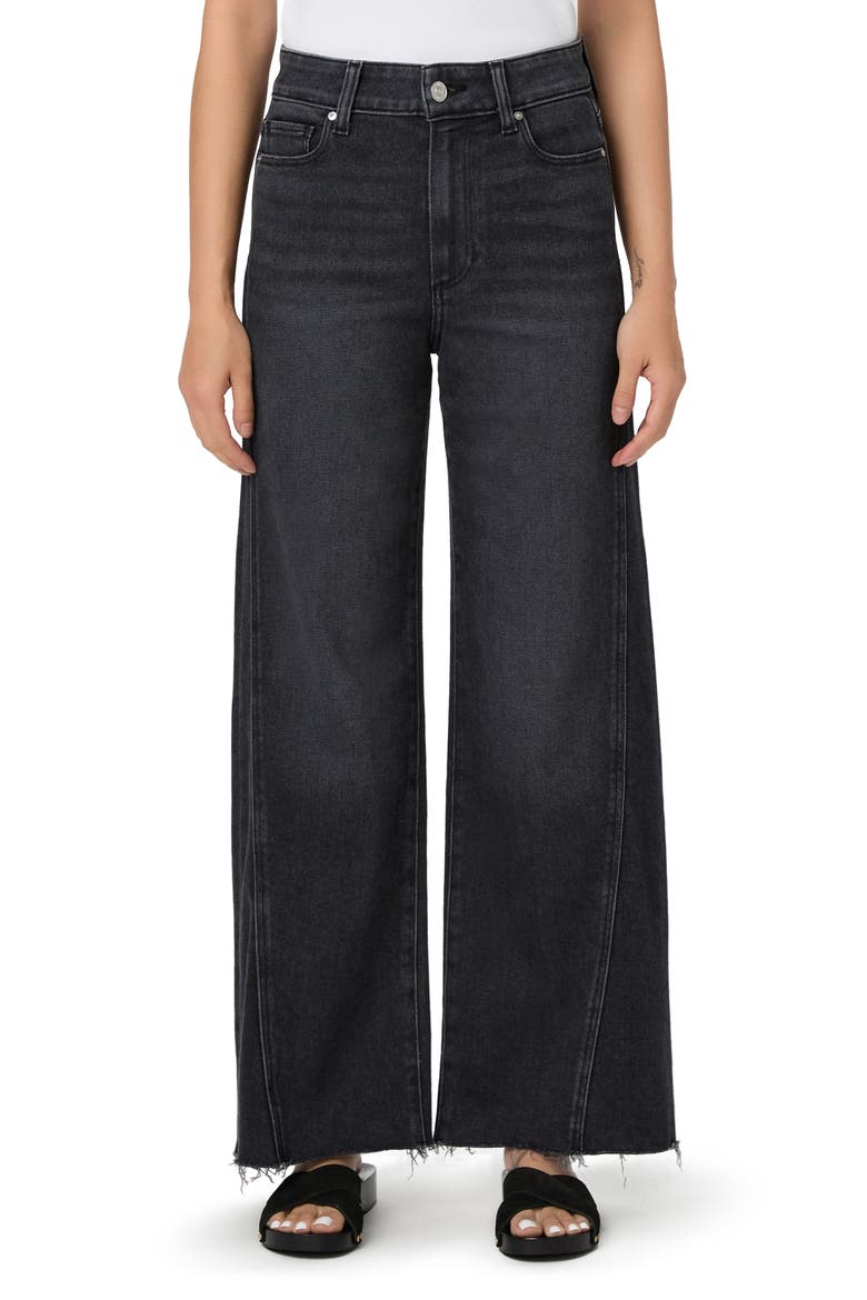Anessa High Waist Raw Hem Wide Leg Jeans, Main, color, INK BLACK
