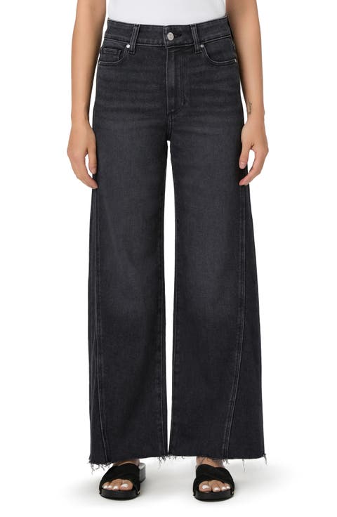 Anessa High Waist Raw Hem Wide Leg Jeans