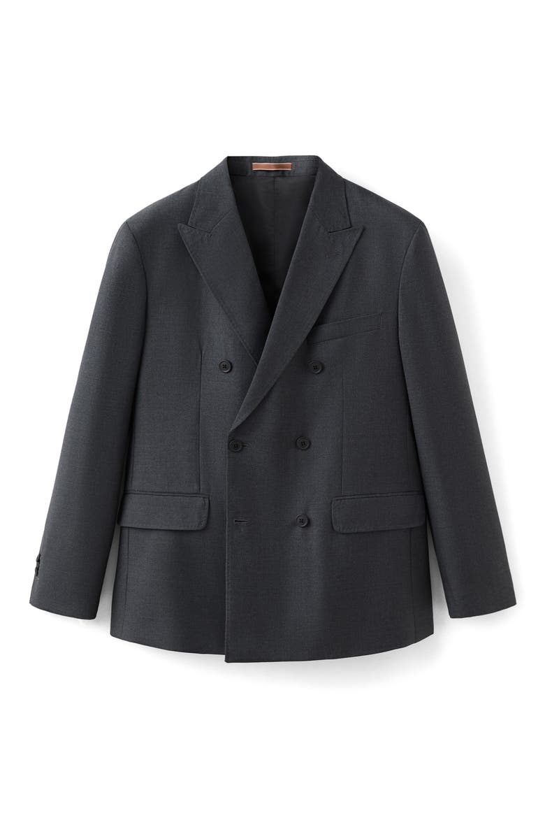 Double Breasted Wool Jacket, Alternate, color, DARK HEATHER GREY