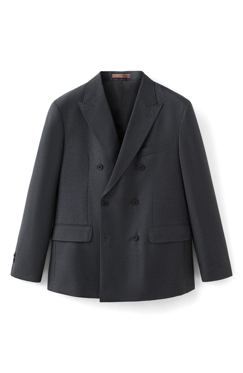 MANGO Double Breasted Wool Jacket, Alternate, color, Dark Heather Grey