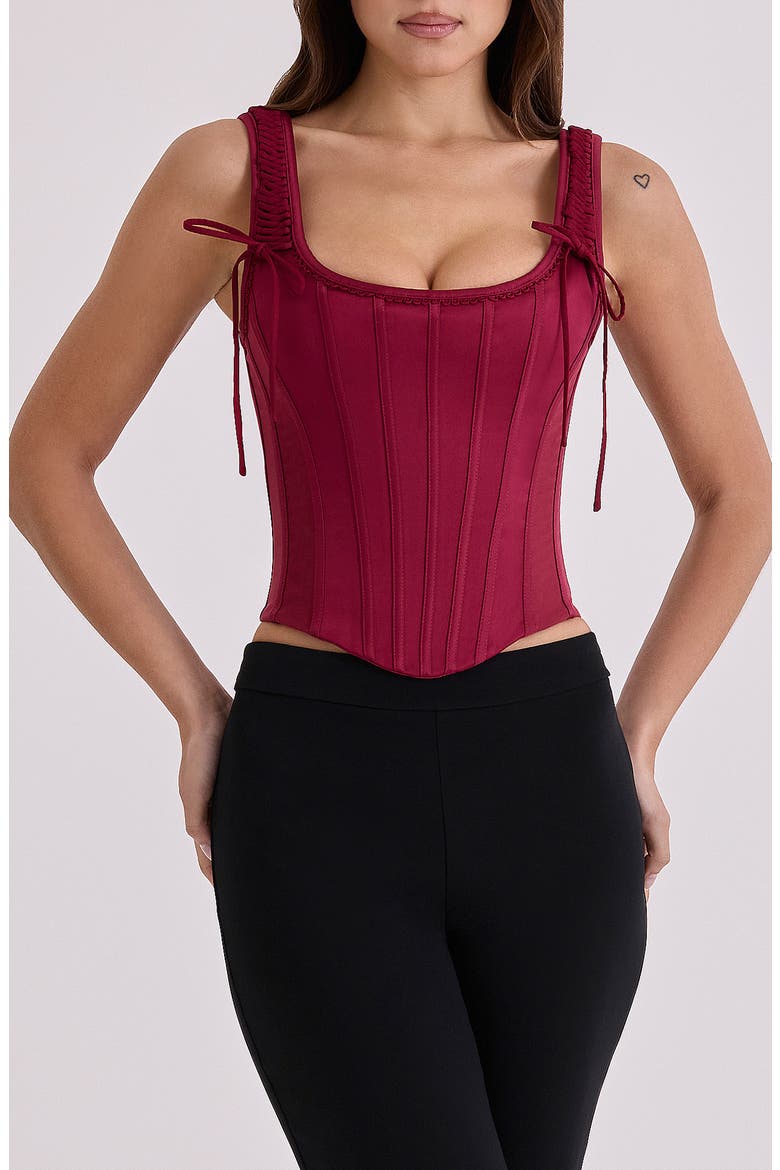 Iman Satin Corset Top, Main, color, WINE