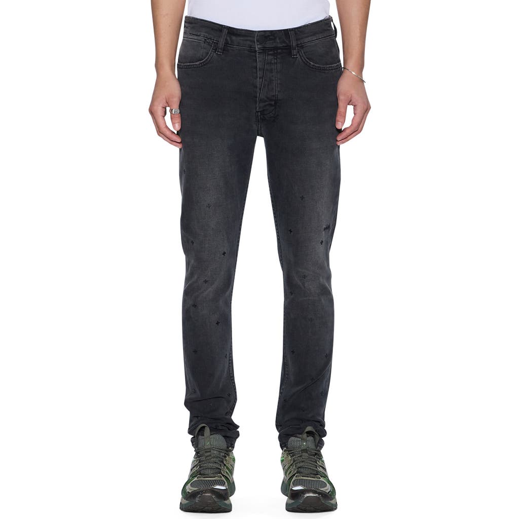 Ksubi Van Winkle Third Degree Embroidered Skinny Jeans In Black
