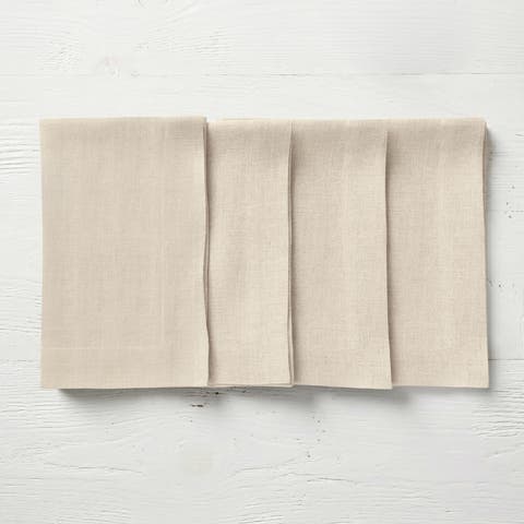Linen Dinner Napkins Set of 4, 20" x 20", European Washed Linen