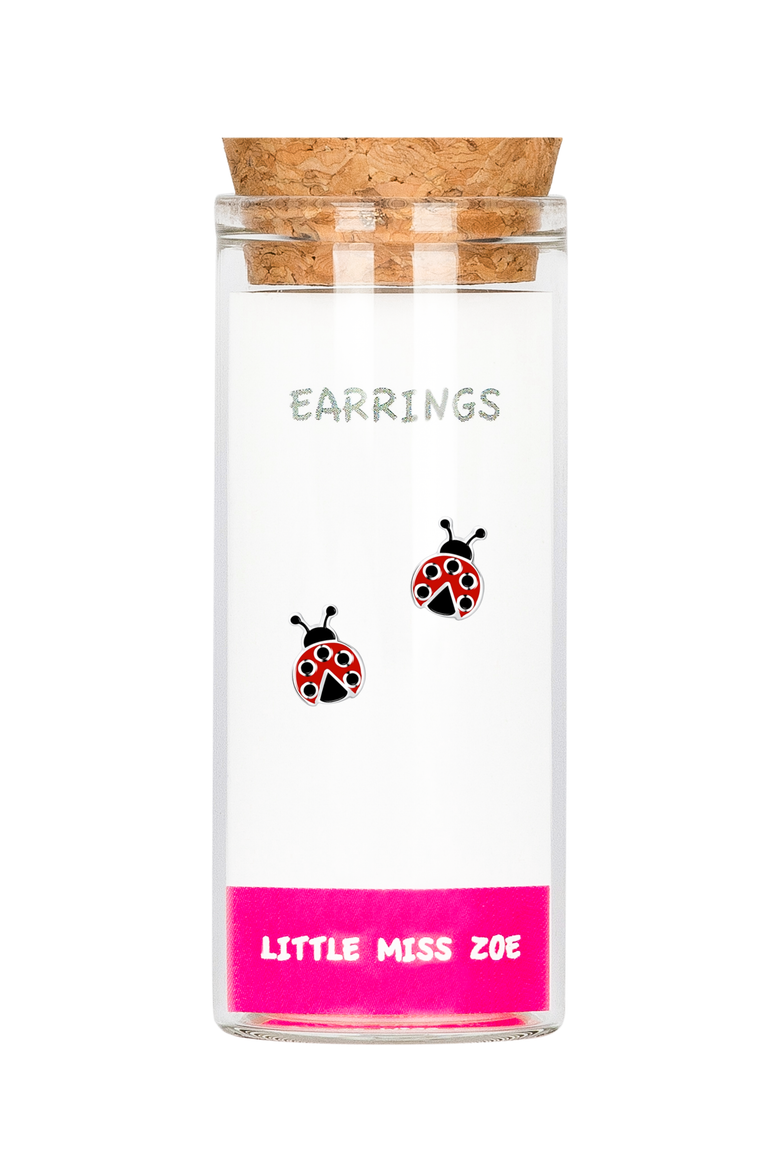 Kids' Sterling Silver Ladybug Stud Earrings in Gift Bottle, Main, color, Red
