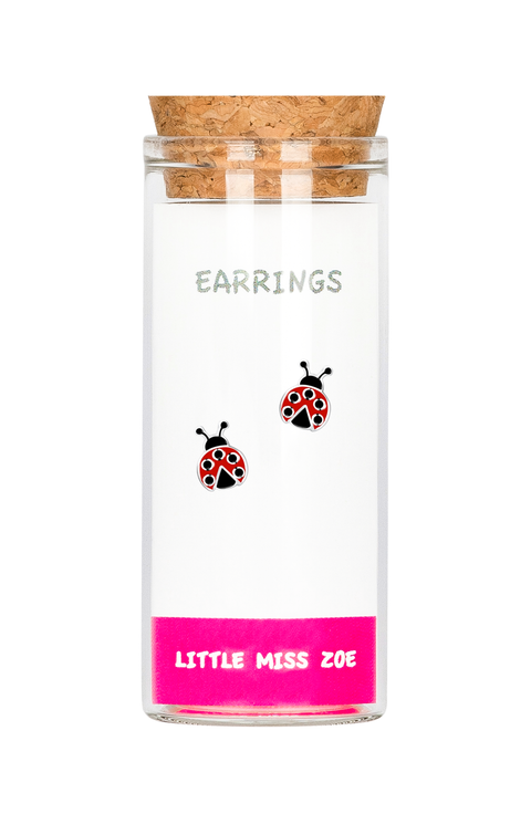 Kids' Sterling Silver Ladybug Stud Earrings in Gift Bottle