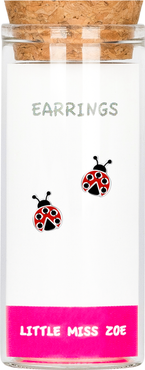 Little Miss Zoe Kids' Sterling Silver Ladybug Stud Earrings in Gift Bottle
