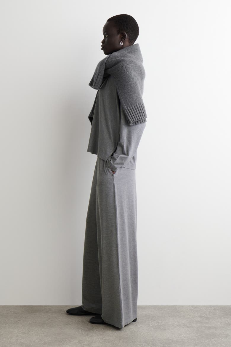 Fluid Jersey Wide-Leg Pants, Alternate, color, GRAY