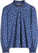 Boden Floral Ruffle Trim Jersey Blouse